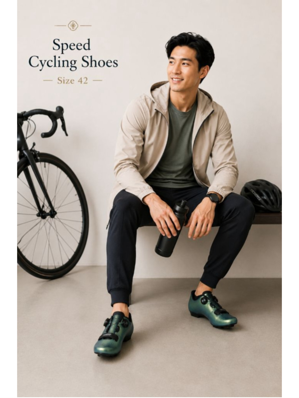 Road Cycling Shoes Size 42 Green Iridescent SPD Compatible BOA Dial Bike Shoes